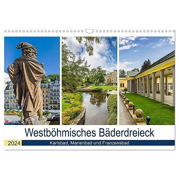 Westböhmisches Bäderdreieck - Karlsbad, Marienbad und Franzensbad (Wandkalender 2024 DIN A3 quer), CALVENDO Monatskalender, Melanie Viola