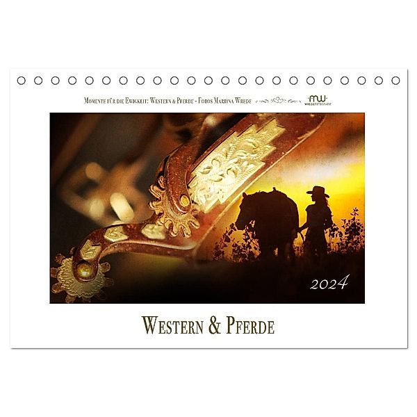 Western und Pferde (Tischkalender 2024 DIN A5 quer), CALVENDO Monatskalender, Martina Wrede