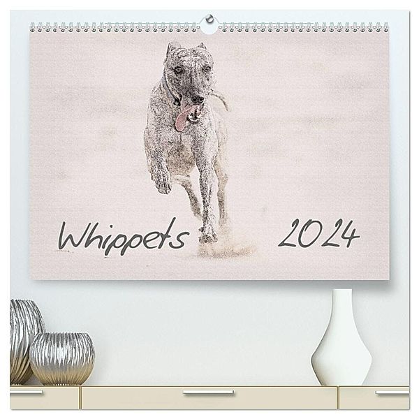 Whippet 2024 (hochwertiger Premium Wandkalender 2024 DIN A2 quer), Kunstdruck in Hochglanz, Andrea Redecker