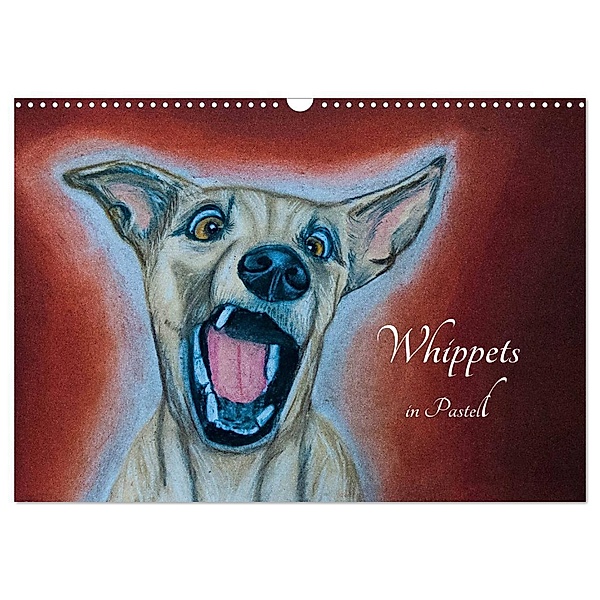 Whippets in Pastell (Wandkalender 2024 DIN A3 quer), CALVENDO Monatskalender, Ula Redl