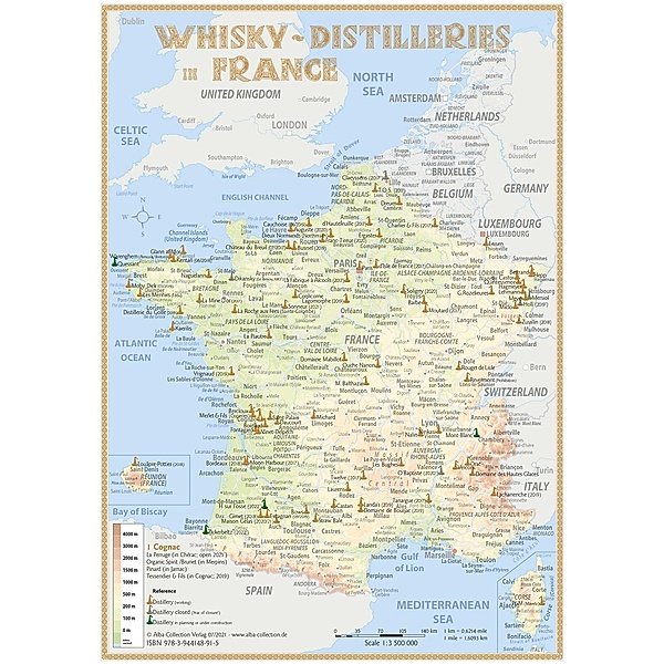 Whisky Distilleries France and BeNeLux - Tasting Map, Rüdiger Jörg Hirst