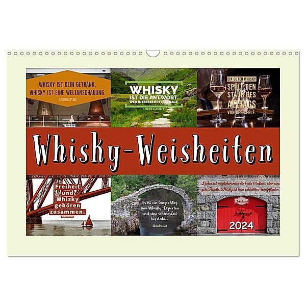 Whisky-Weisheiten (Wandkalender 2024 DIN A3 quer), CALVENDO Monatskalender, Anke Grau