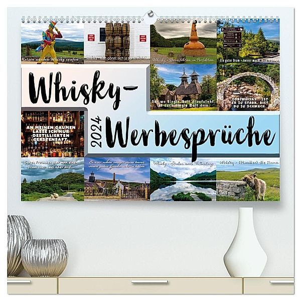 Whisky-Werbesprüche (hochwertiger Premium Wandkalender 2024 DIN A2 quer), Kunstdruck in Hochglanz, Anke Grau
