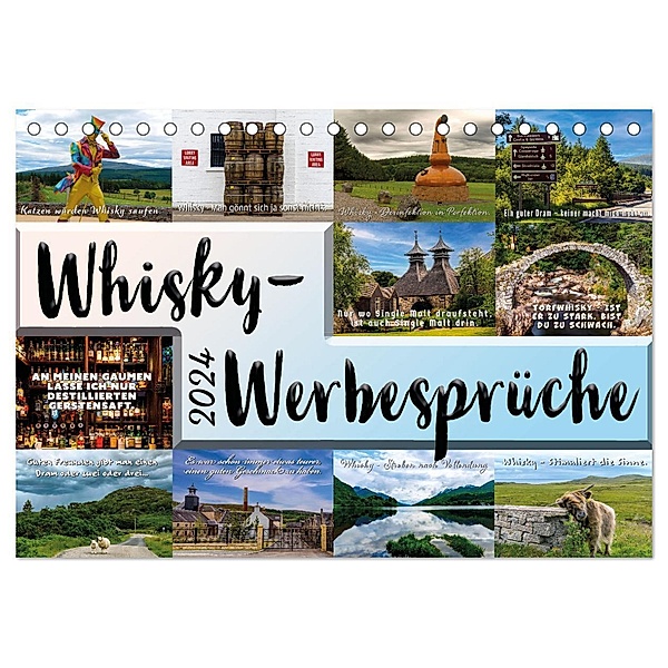 Whisky-Werbesprüche (Tischkalender 2024 DIN A5 quer), CALVENDO Monatskalender, Anke Grau