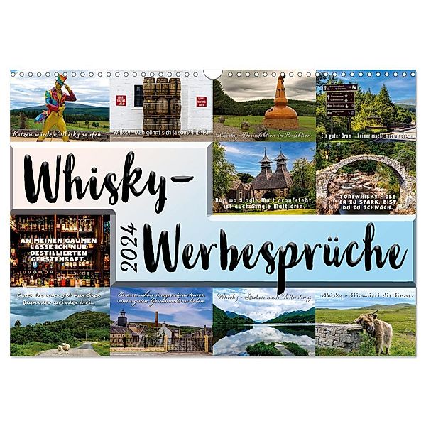 Whisky-Werbesprüche (Wandkalender 2024 DIN A3 quer), CALVENDO Monatskalender, Anke Grau