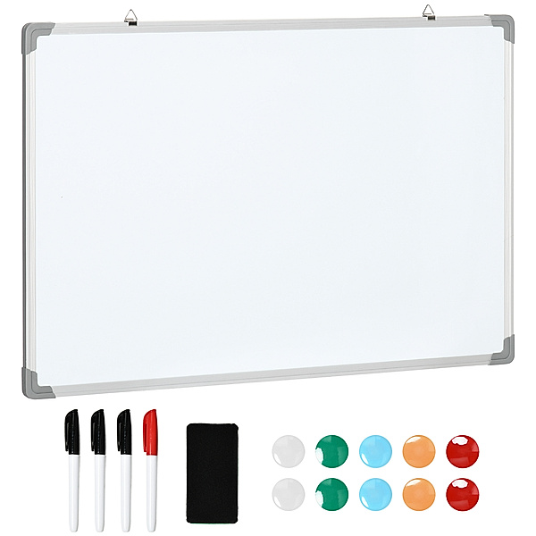 Homcom Whiteboard mit Trockenwischer, Magneten und Stiften weiß (Farbe: weiß)