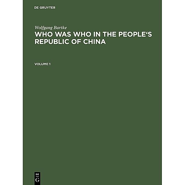 Who was Who in the People's Republic of China, Wolfgang Bartke