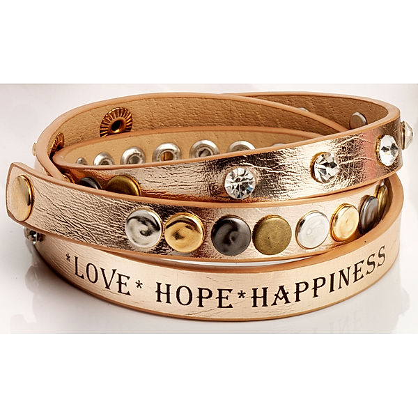 Wickelarmband Love, Hope, Happiness (Farbe: Taupe)