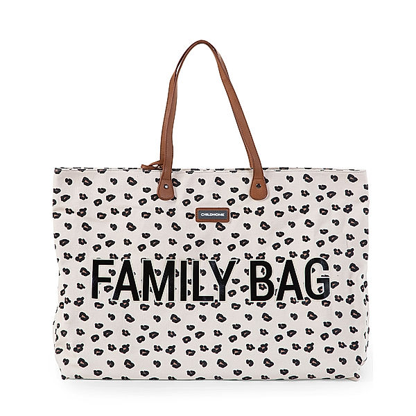 Childhome Wickeltasche FAMILY BAG LEO (55x18x40) in beige/schwarz