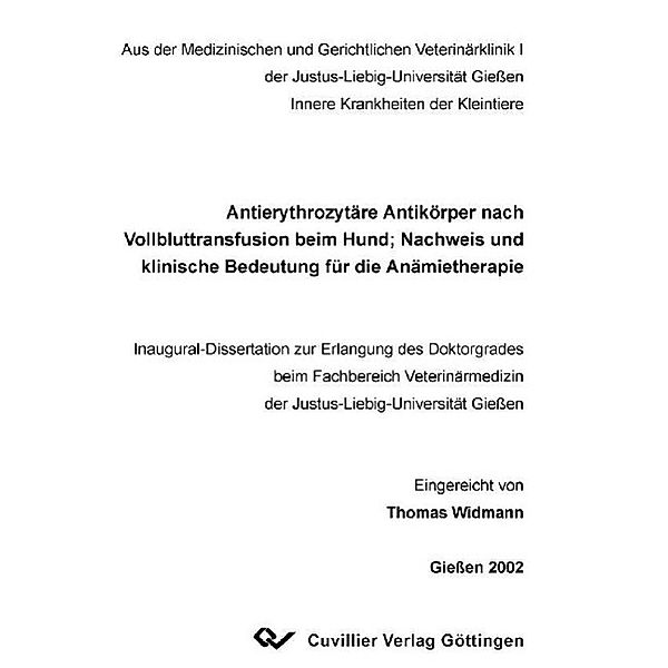 Widmann, T: Antierythrozytäre Antikörper nach Vollbluttransf, Thomas Widmann