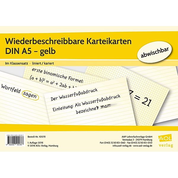 Wiederbeschreibbare Karteikarten DIN A5 - gelb