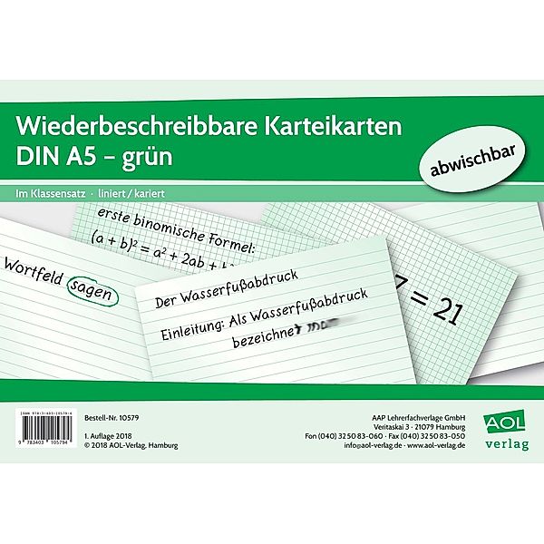 Wiederbeschreibbare Karteikarten DIN A5 - grün