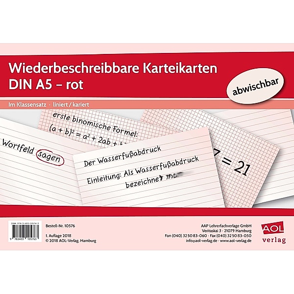 Wiederbeschreibbare Karteikarten DIN A5 - rot