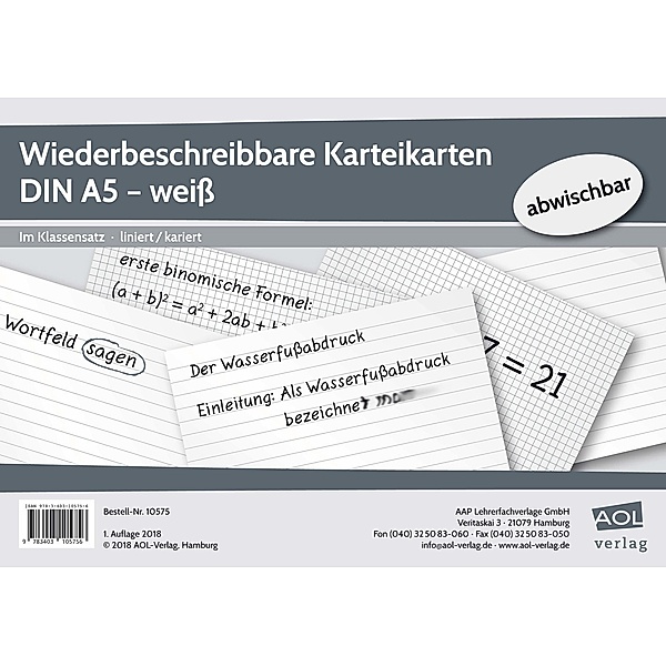 Wiederbeschreibbare Karteikarten DIN A5 - weiss