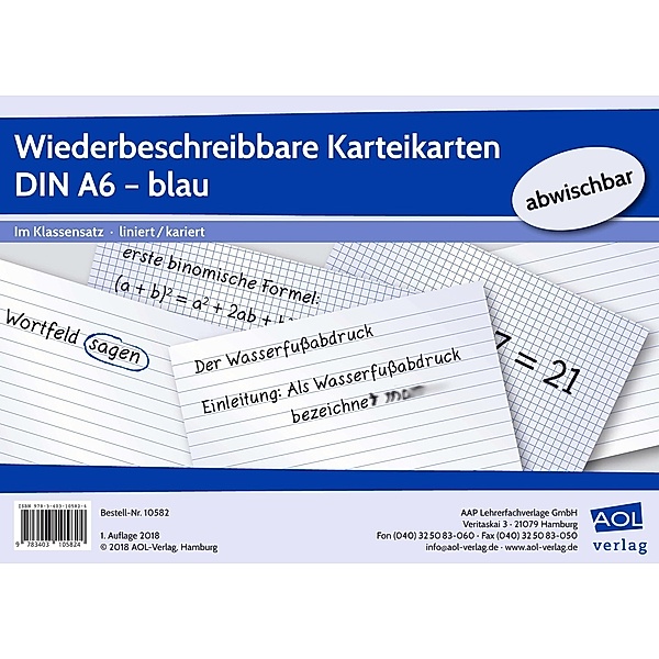 Wiederbeschreibbare Karteikarten DIN A6 - blau