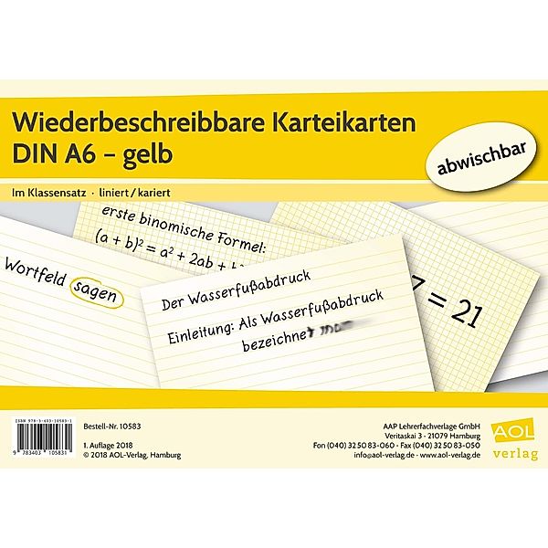 Wiederbeschreibbare Karteikarten DIN A6 - gelb