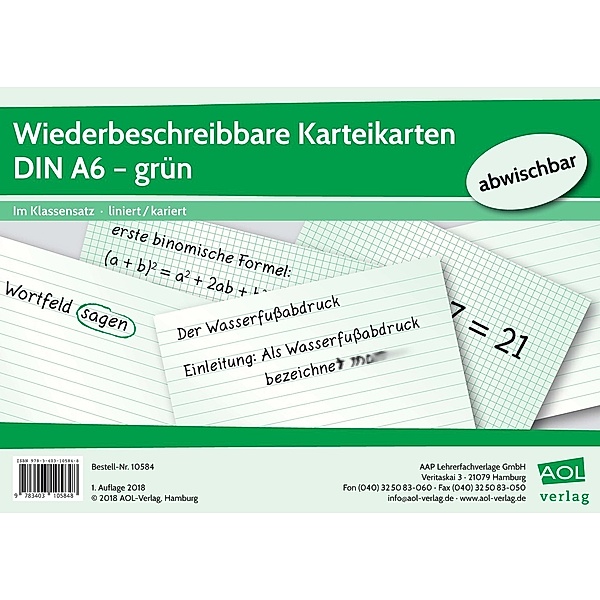 Wiederbeschreibbare Karteikarten DIN A6 - grün