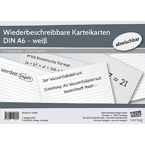 Wiederbeschreibbare Karteikarten DIN A6 - weiß