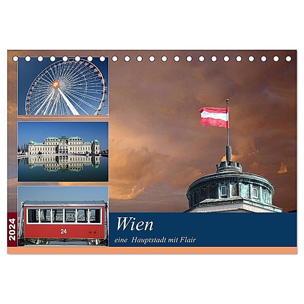 Wien, eine Hauptstadt mit Flair (Tischkalender 2024 DIN A5 quer), CALVENDO Monatskalender, Rufotos