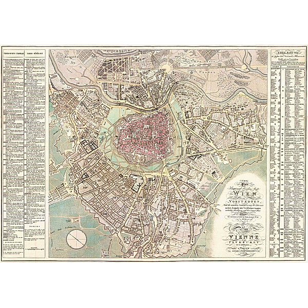 Wien und dessen Vorstädten 1824, Historische Karte 1:6.000, plano in Rolle