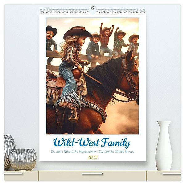 Wild-West Family - Yee-haw! Künstliche Impressionen: Ein Jahr im Wilden Westen (hochwertiger Premium Wandkalender 2025 DIN A2 hoch), Kunstdruck in Hochglanz, Calvendo, Marco Warstat