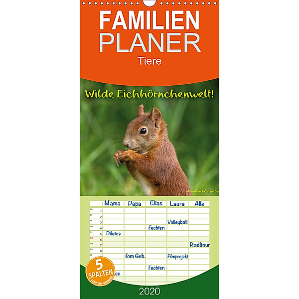 Wilde Eichhörnchenwelt! - Familienplaner hoch (Wandkalender 2020 , 21 cm x 45 cm, hoch), Birte Alber und Carsten Cording
