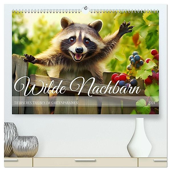 Wilde Nachbarn - Tierisches Treiben im Gartenparadies! (hochwertiger Premium Wandkalender 2024 DIN A2 quer), Kunstdruck in Hochglanz, Anja Frost
