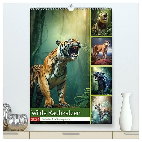 Wilde Raubkatzen (hochwertiger Premium Wandkalender 2024 DIN A2 hoch), Kunstdruck in Hochglanz, Steffen Gierok-Latniak