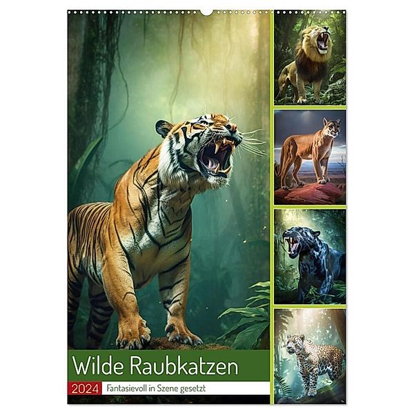 Wilde Raubkatzen (Wandkalender 2024 DIN A2 hoch), CALVENDO Monatskalender, Steffen Gierok-Latniak