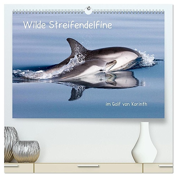 Wilde Streifendelfine im Golf von Korinth (hochwertiger Premium Wandkalender 2024 DIN A2 quer), Kunstdruck in Hochglanz, Jörg Bouillon