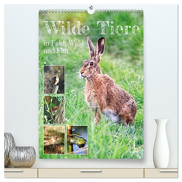 Wilde Tiere in Feld, Wald und Flur (hochwertiger Premium Wandkalender 2024 DIN A2 hoch), Kunstdruck in Hochglanz, Sabine Löwer