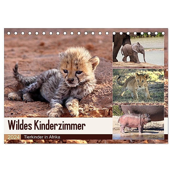 Wildes Kinderzimmer - Tierkinder in Afrika (Tischkalender 2024 DIN A5 quer), CALVENDO Monatskalender, Michael Herzog