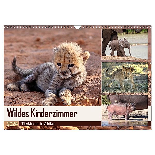 Wildes Kinderzimmer - Tierkinder in Afrika (Wandkalender 2024 DIN A3 quer), CALVENDO Monatskalender, Michael Herzog