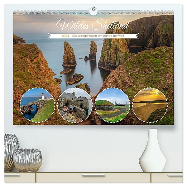 Wildes Shetland, die Wikinger-Inseln am Rande der Welt. (hochwertiger Premium Wandkalender 2024 DIN A2 quer), Kunstdruck in Hochglanz, Calvendo, Joana Kruse