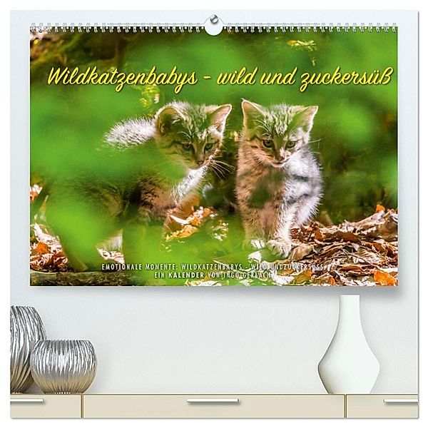 Wildkatzenbabys - wild und zuckersüß. (hochwertiger Premium Wandkalender 2024 DIN A2 quer), Kunstdruck in Hochglanz, Ingo Gerlach