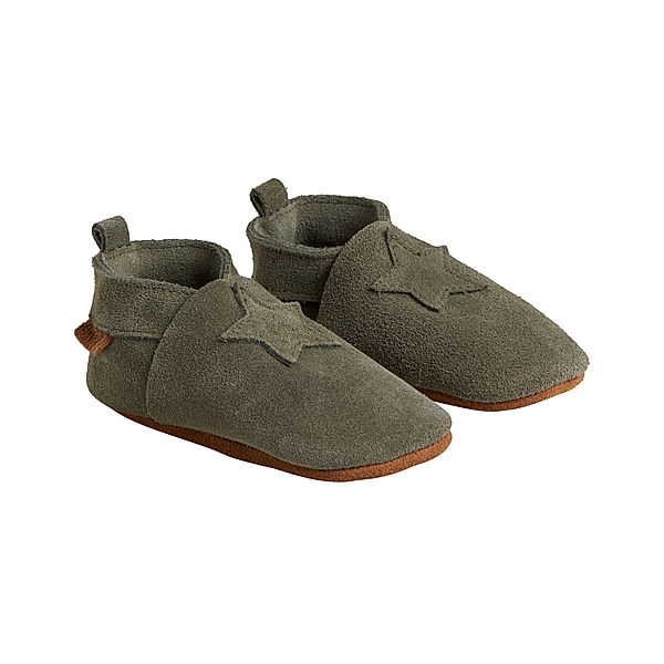 EN FANT Wildleder-Krabbelschuhe STERN in dusty olive