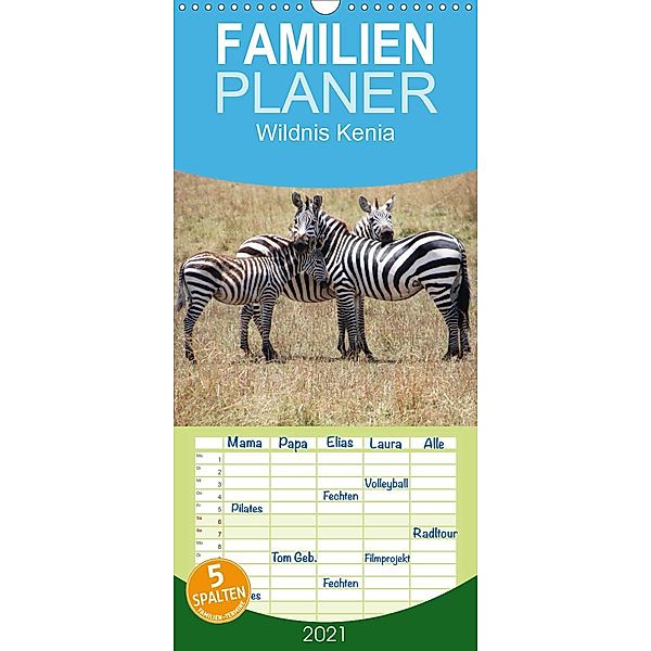 Wildnis Kenia - Familienplaner hoch (Wandkalender 2021 , 21 cm x 45 cm, hoch), Rainer Schwarz