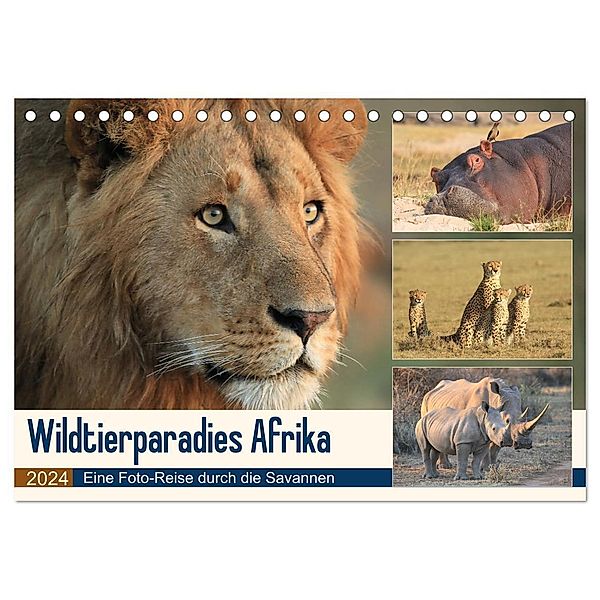Wildtierparadies Afrika - Eine Foto-Reise durch die Savannen (Tischkalender 2024 DIN A5 quer), CALVENDO Monatskalender, Michael Herzog