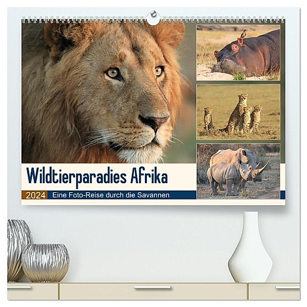Wildtierparadies Afrika - Eine Foto-Reise durch die Savannen (hochwertiger Premium Wandkalender 2024 DIN A2 quer), Kunstdruck in Hochglanz, Michael Herzog