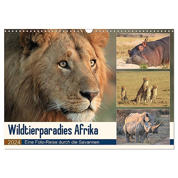 Wildtierparadies Afrika - Eine Foto-Reise durch die Savannen (Wandkalender 2024 DIN A3 quer), CALVENDO Monatskalender, Michael Herzog
