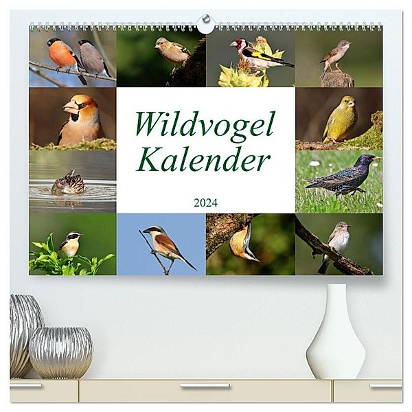 Wildvogelkalender (hochwertiger Premium Wandkalender 2024 DIN A2 quer), Kunstdruck in Hochglanz, Leo Bucher