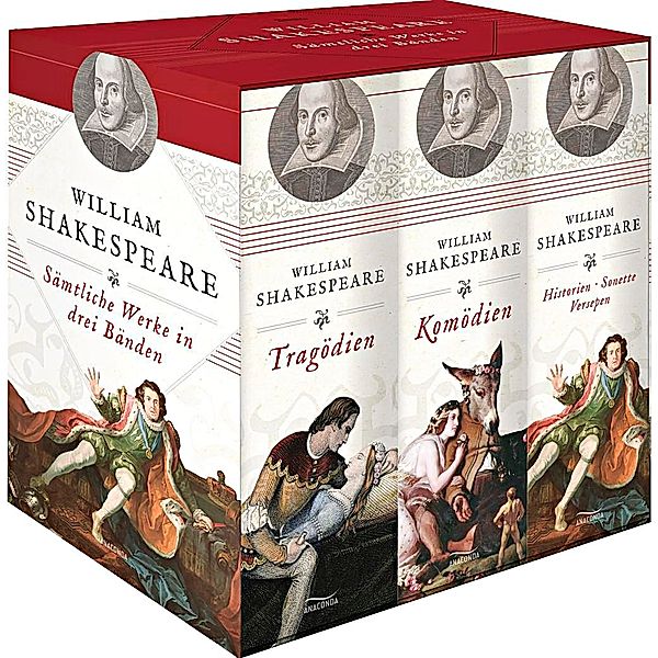 William Shakespeare, Sämtliche Werke in drei Bänden (Tragödien - Komödien - Historien/Sonette/Versepen) (3 Bände im Schuber), William Shakespeare