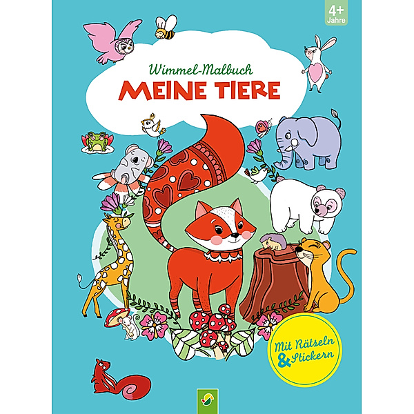 Wimmel-Malbuch Meine Tiere mit Rätseln & Stickern
