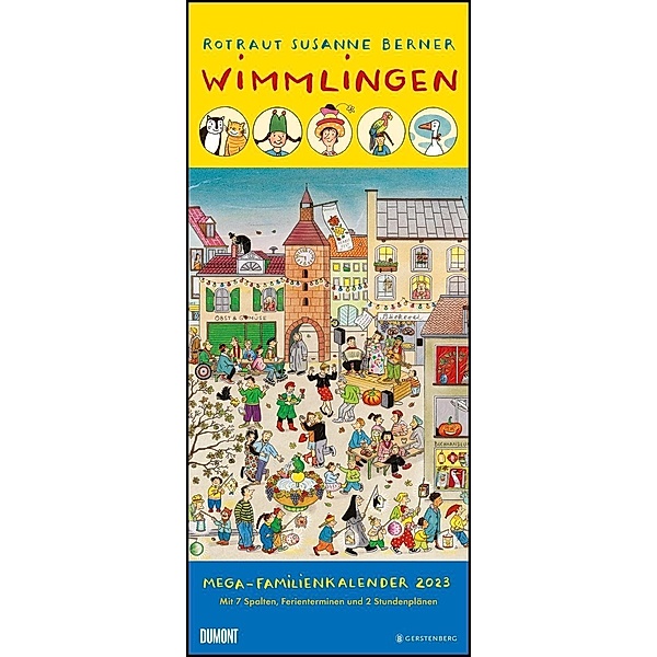 Wimmlingen 2023 - Mega-Familienkalender mit 7 Spalten - Mit 2 Stundenplänen und Ferientabelle - Hochformat 30,0 x 70,0 c