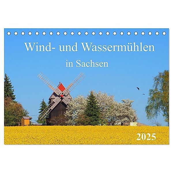 Wind- und Wassermühlen in Sachsen (Tischkalender 2025 DIN A5 quer), CALVENDO Monatskalender, Calvendo, Thilo Seidel