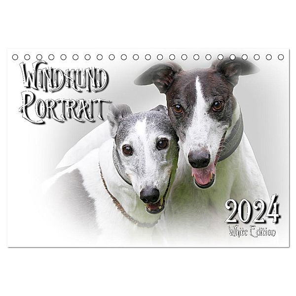 Windhund Portrait 2024 White Edition (Tischkalender 2024 DIN A5 quer), CALVENDO Monatskalender, Andrea Redecker