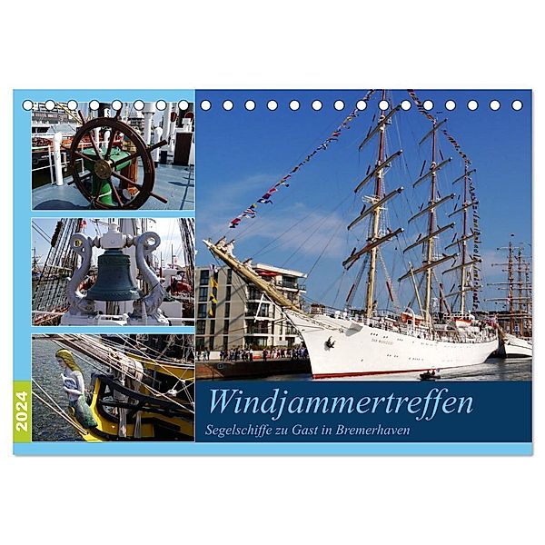 Windjammertreffen - Segelschiffe zu Gast in Bremerhaven (Tischkalender 2024 DIN A5 quer), CALVENDO Monatskalender, Frank Gayde