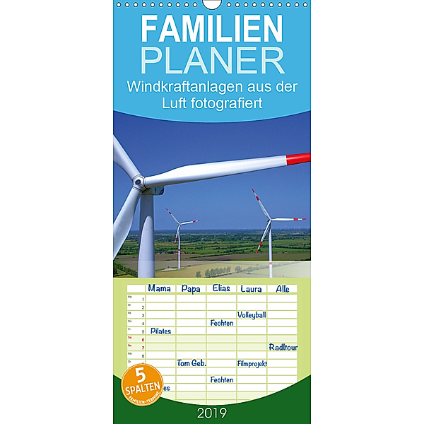 Windkraftanlagen aus der Luft fotografiert - Familienplaner hoch (Wandkalender 2019 , 21 cm x 45 cm, hoch), Tim Siegert