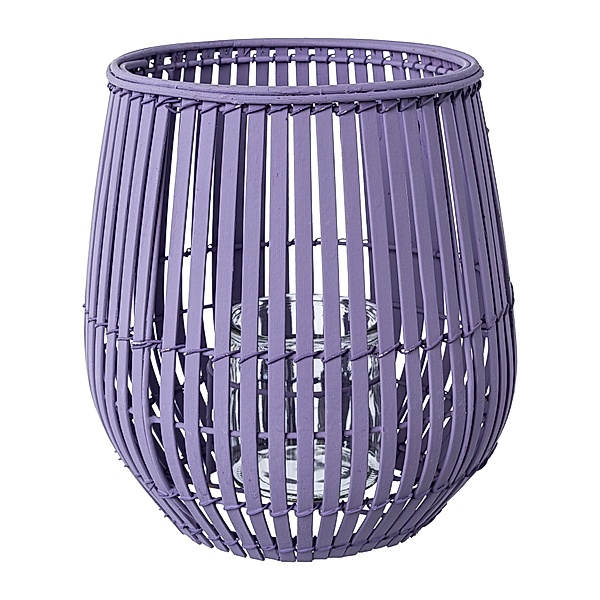 Windlicht aus Bambus mit Glas, 25x25x25 cm (Farbe: lavendel)