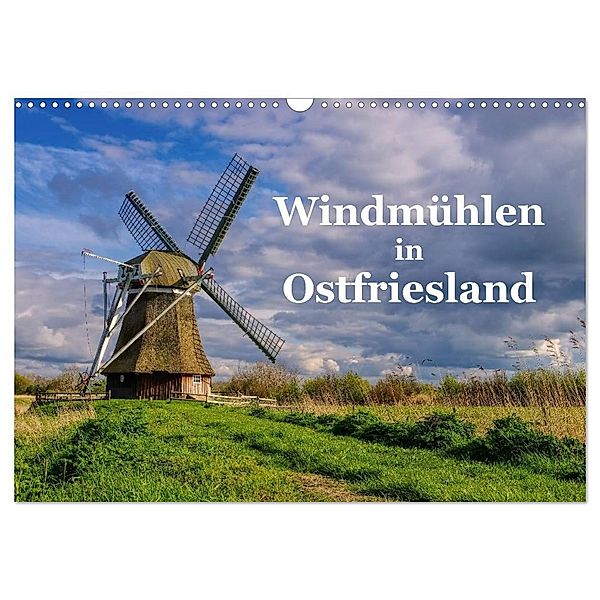 Windmühlen in Ostfriesland (Wandkalender 2024 DIN A3 quer), CALVENDO Monatskalender, LianeM